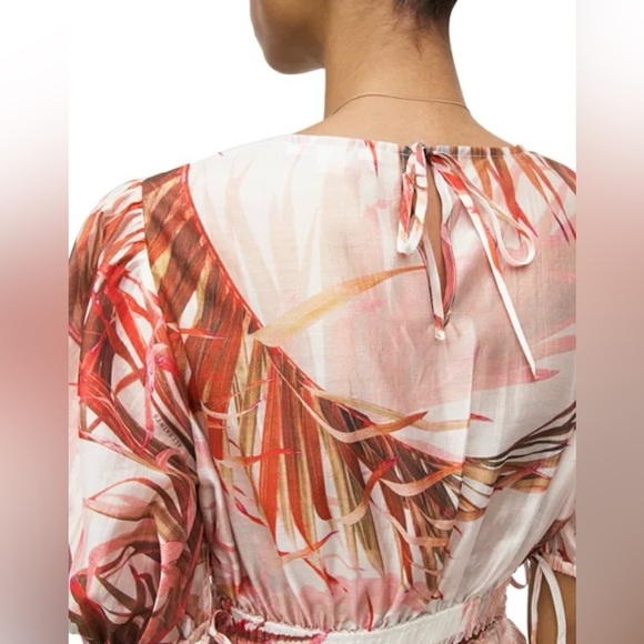 ALLSAINTS Astria Luar Top Sheer Tropical Cropped Pink Blouse Size 2 NWT - Picture 5 of 14